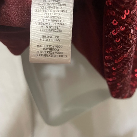 Express L maroon or burgundy sequined show girl tank top spaghetti straps lined - Picture 8 of 12